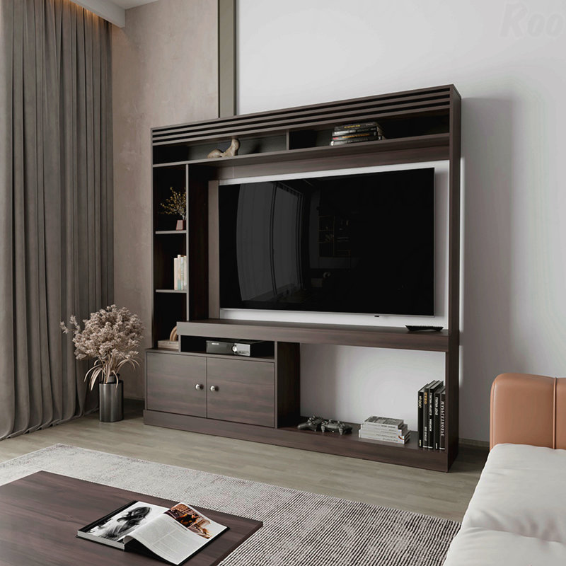 Meuble audio-vidéo, noyer foncé, H 70,9 po x L 70,9 po x l 11,9 po
