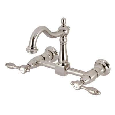 Kingston Brass Tudor Double-Handle 2-Hole Wall-Mount Bridge Kitchen Faucet