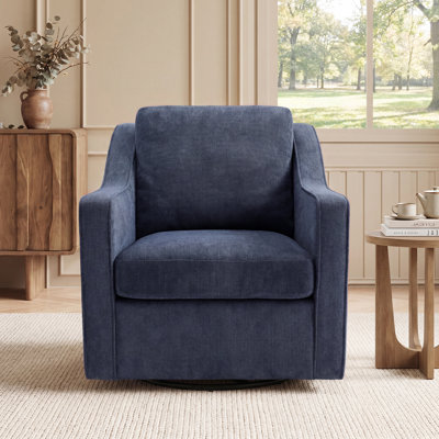 Modern Swivel Armchair W/ Removable Cushions, 360° Rotation & Thick Padding for Living Room