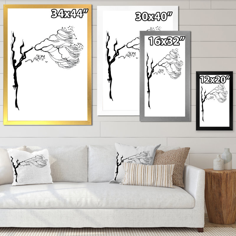 Graphiques en noir et blanc I - peinture sur toile, Cadre de coin blanc fermé, H 44 po x l 34 po x P 1,5 po