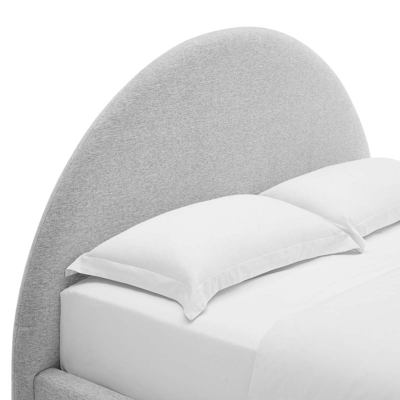 Heathered Light Gray Full Size Velvet Upholstered Platform Bed with Arched Headboard