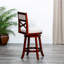 Tabouret pivotant de 24 po à hauteur de comptoir, finition cerise, tissu beige, confortable et tabouret de chaise avec siège en tissu pour la cuisine-974887652-974887655
