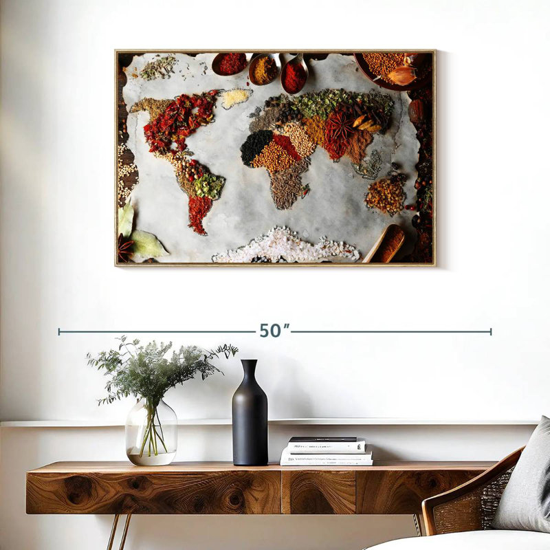 Épices du monde, Cadre flottant en bois naturel, 37 po x 25 po