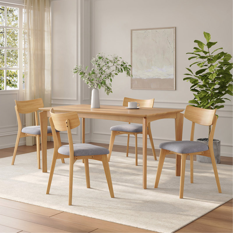 Ensemble de 4 chaises de salle à manger Mid-Century, Dark Grey, Dark Grey, Natural