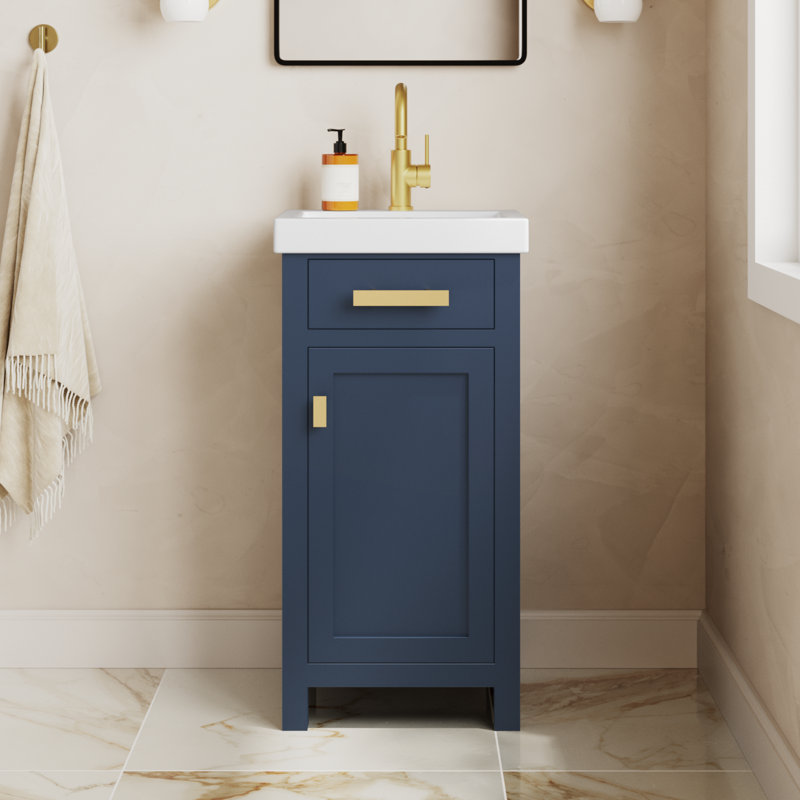 Caitlyn 17.3'' Single Bathroom Vanity with Ceramic Top, Monarch Blue