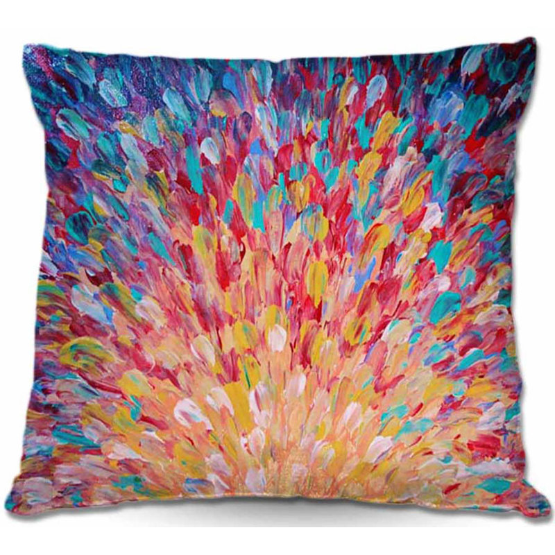 Coussin décoratif carré pour canapé splash i, 16 po x 1 po, Jaune / Rouge / Mauve