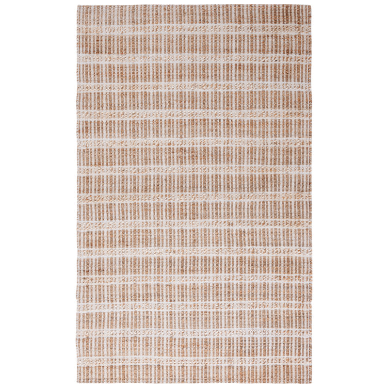 Sonnier Striped Flatweave Ivory/Natural Area Rug, Rectangle 4' x 6'