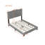 Structure de lit double pleine grandeur avec motif de rivets, lit plateforme moderne en velours avec tête de lit capitonnée, gris-1883005056-1883005071