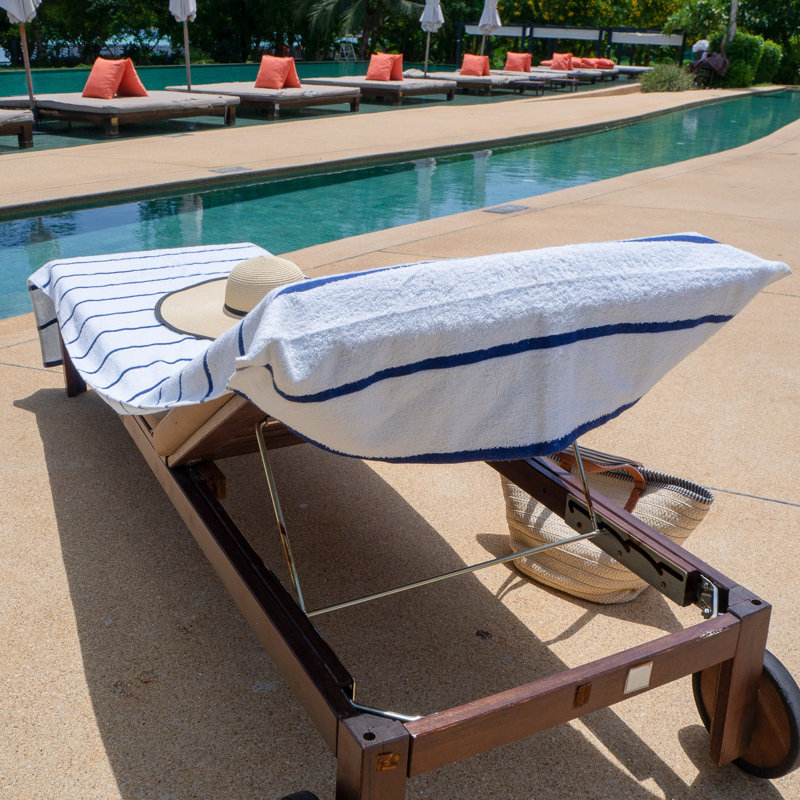 Arkwright Las Rayas Chaise Cover 30x85 White (2/Pack), Striped, Navy