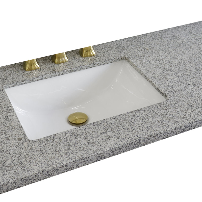 43'' Gray Granite Bathroom Vanity Top with White Ceramic Undermount Sink
