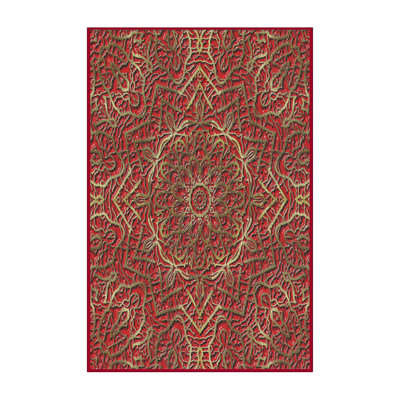 Rouge damassé Tapis décoratif
