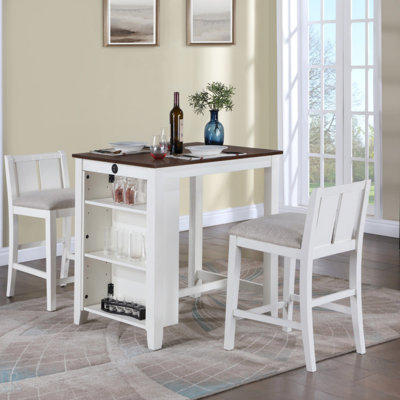 Ensemble repas compact à hauteur de comptoir avec chargement USB, parfait pour les petits espaces et la vie moderne
