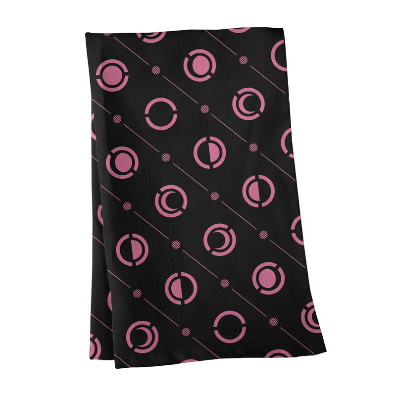 Skeffingt Tea Towel Kitchen Towel, Black/Carnation Pink, Cotton Twill