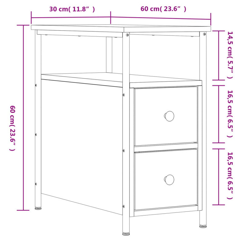 Nedlands 30cm W Manufactured Wood Bedside Table, Sonoma Oak