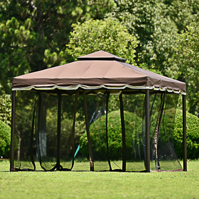 9,8 pi Pavillon de jardin extérieur en forme de dôme en fer ventilé avec l 9 pi x l