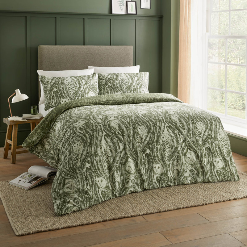 Benambra Cotton Blend Abstract Duvet Cover Set with Pillowcases, Super King Duvet Cover + 2 Standard Pillowcases, Green
