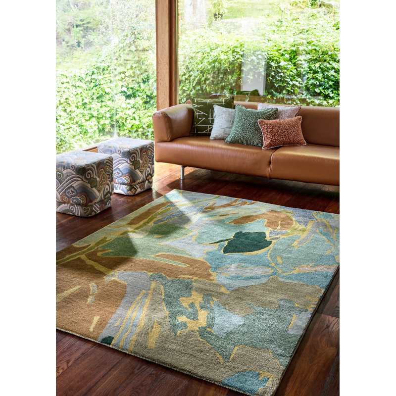 Saltillo Handmade Wool Abstract Area Rug, Forest, Rectangle 8'2 x 11'6