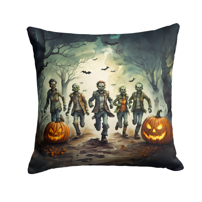 Coussin décoratif intérieur / extérieur en polyester More / Spooky More Spooky Halloween, 14 po x 14 po