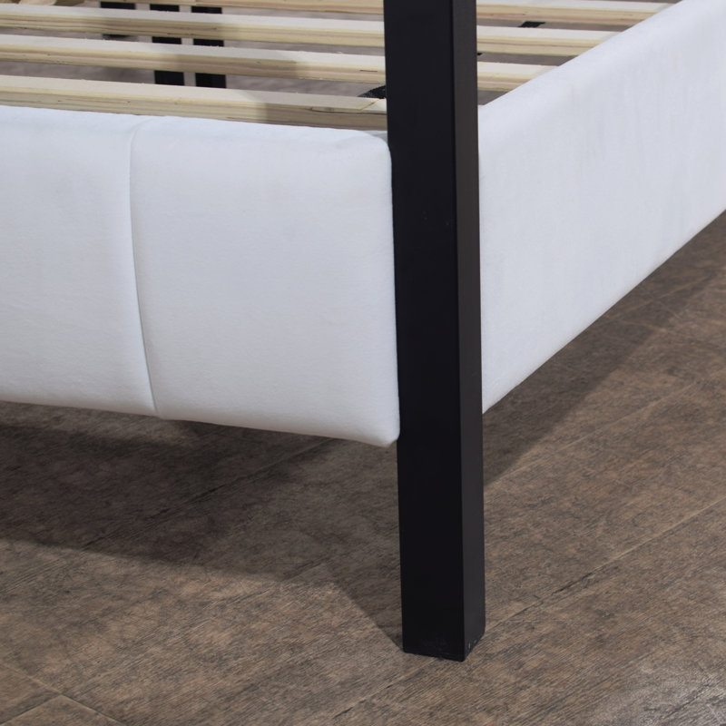 Cadre de lit à baldaquin Avalon Modern Glam avec tête et pied de lit tapissier capitonné Channel, King