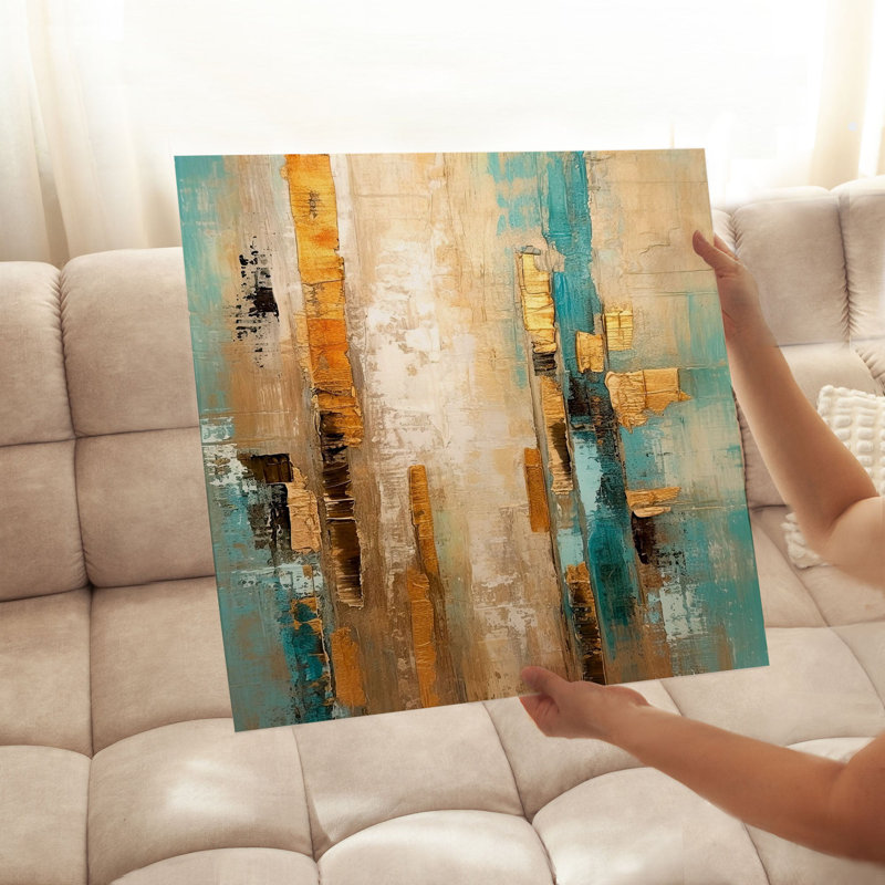 «Abstract Gold Dreams I», reproduction d'art non encadrée, H 18 po x l 18 po