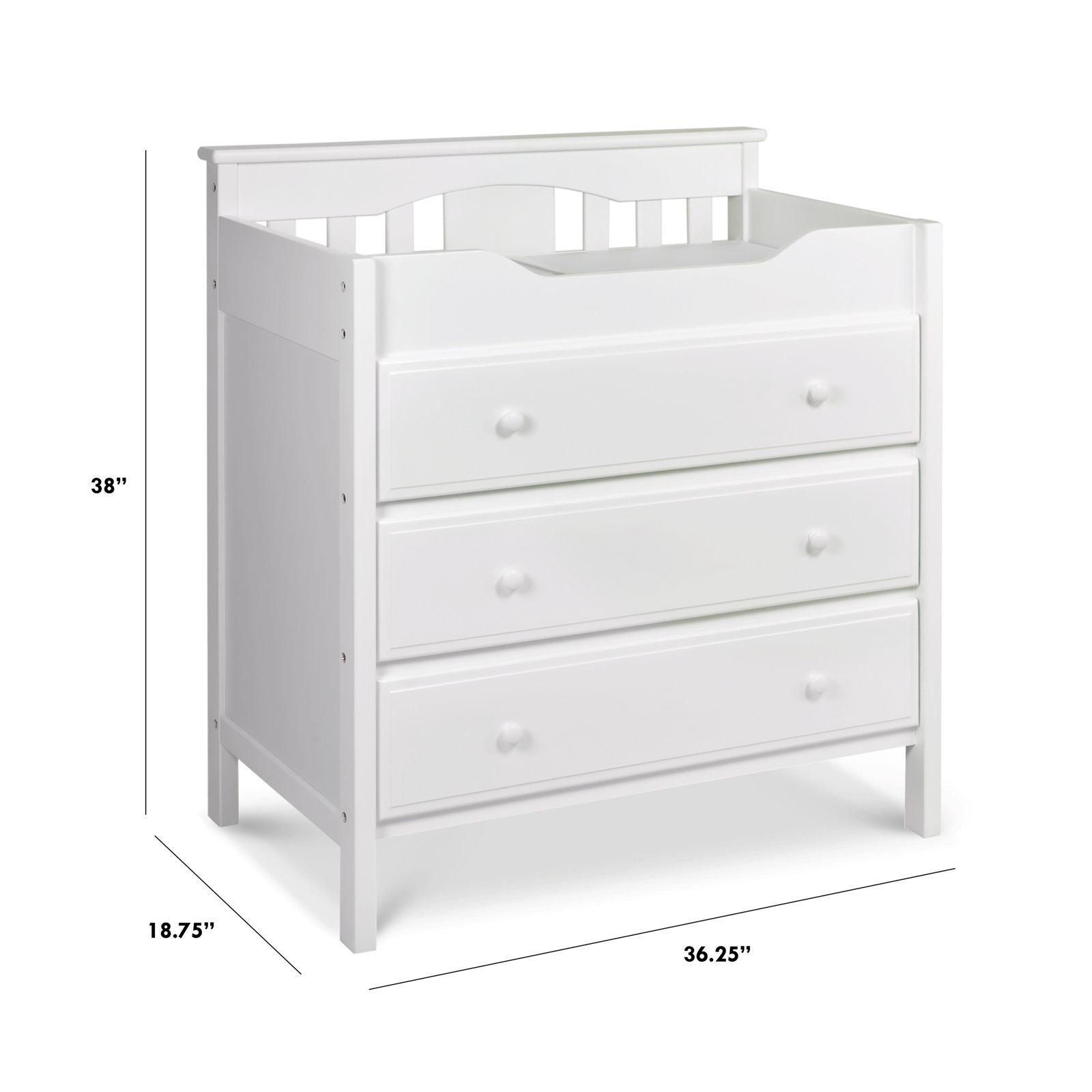 Jayden 3-Drawer Changer Dresser, White