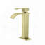 Robinet de lavabo de salle de bain à poignée simple en acier inoxydable brossé avec flux laminaire-134464599