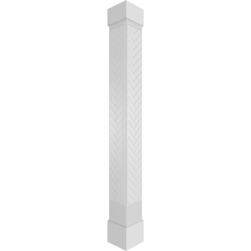 Craftsman Classic Herringbone Modern Square Non-Tapered with Standard Capital & Standard Base Fretwork Column