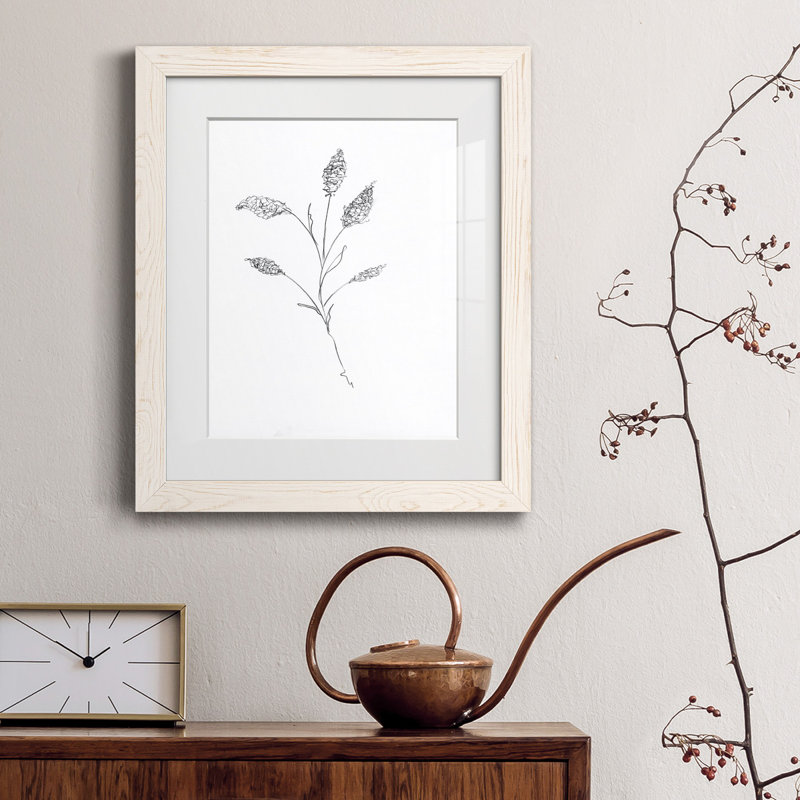 Croquis floral - reproduction de cadre photo sur papier, Papier encadré blanc, H 20 po x l 17 po x P 1,5 po