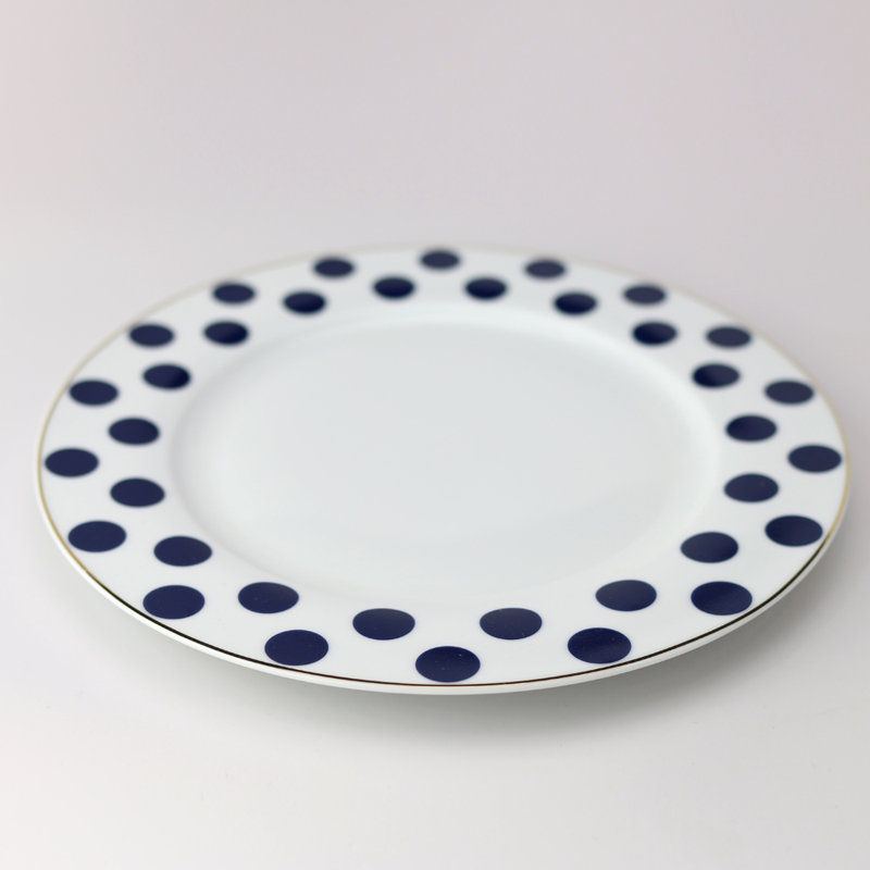 Assiettes plates à bordure dorée bleu marine, ensemble de 4