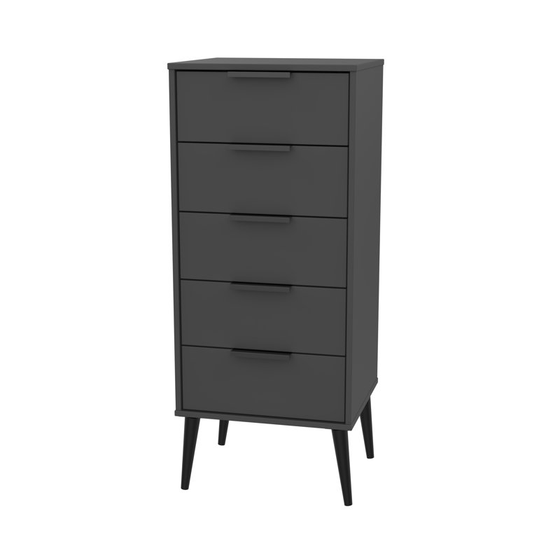 Fully Assembled Heda 5 - Drawer Chest of Drawers, Graphite