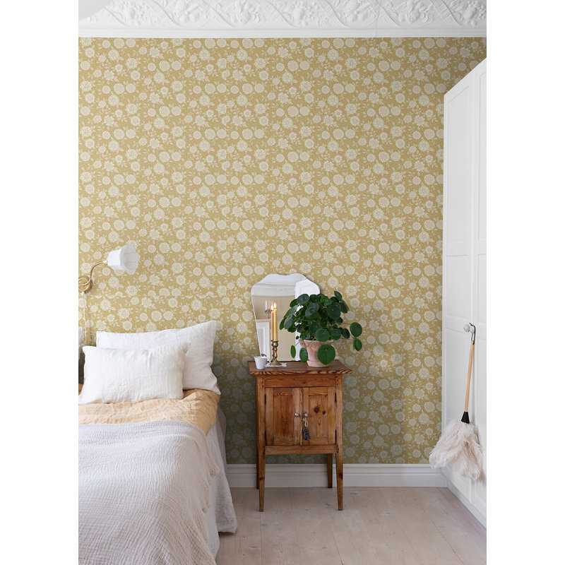 Rouleau de papier peint L 33 pi x l 20,9 po Alencon, Moutarde