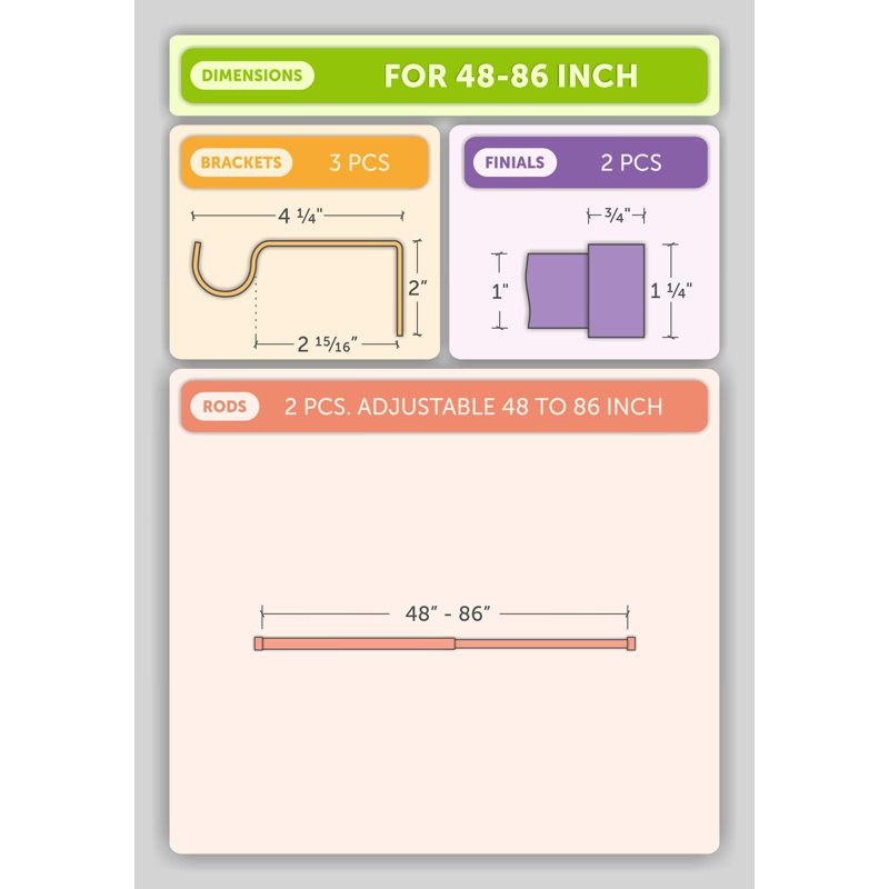 Tringle à rideaux pour fenêtre Drapery,  48” – 68”, Doré