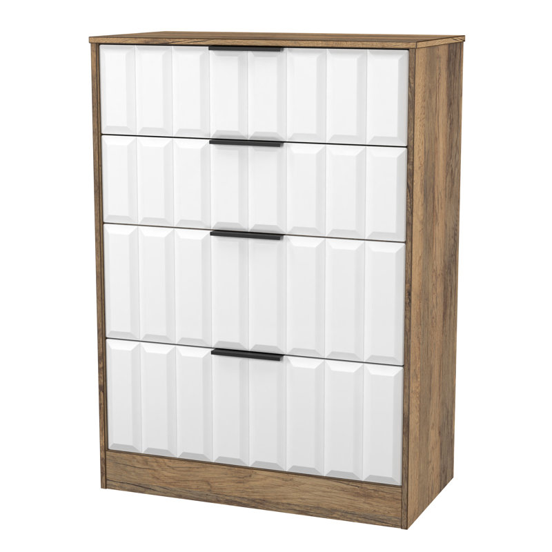 Rudolfine 4 Drawer Deep Chest, White/Brown