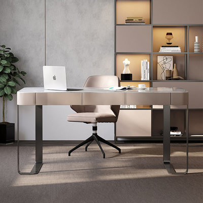 Picture color Rectangular Sintered Stone Writing desk with drawers desk