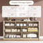 Commode 7 poignées 7 tiroirs, armoire de rangement large en bois