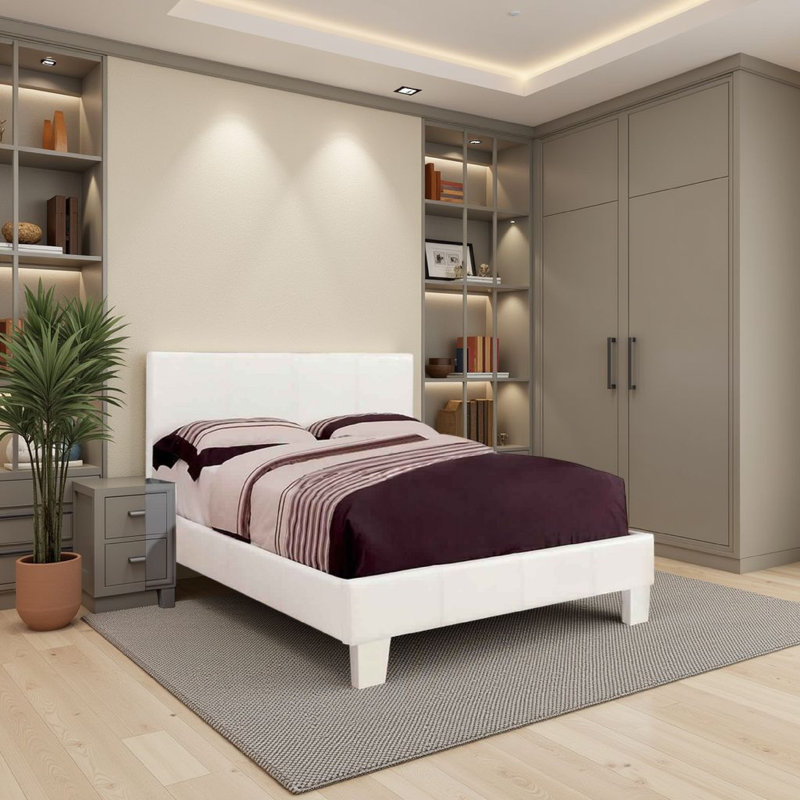 Sync Vegan Leather Bed, Queen, White