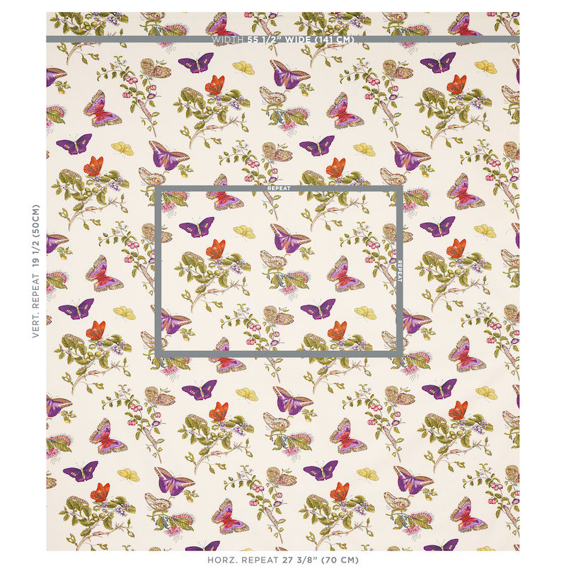 Tissu chintz Baudin Butterfly, Mauve