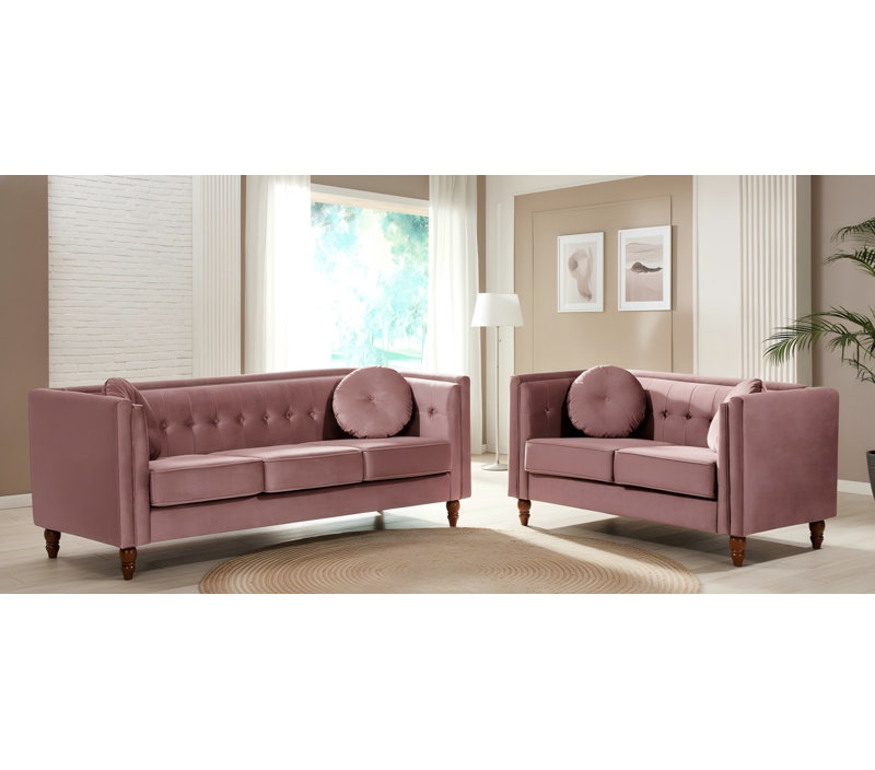 Canapé 2 places Chesterfield, Rose