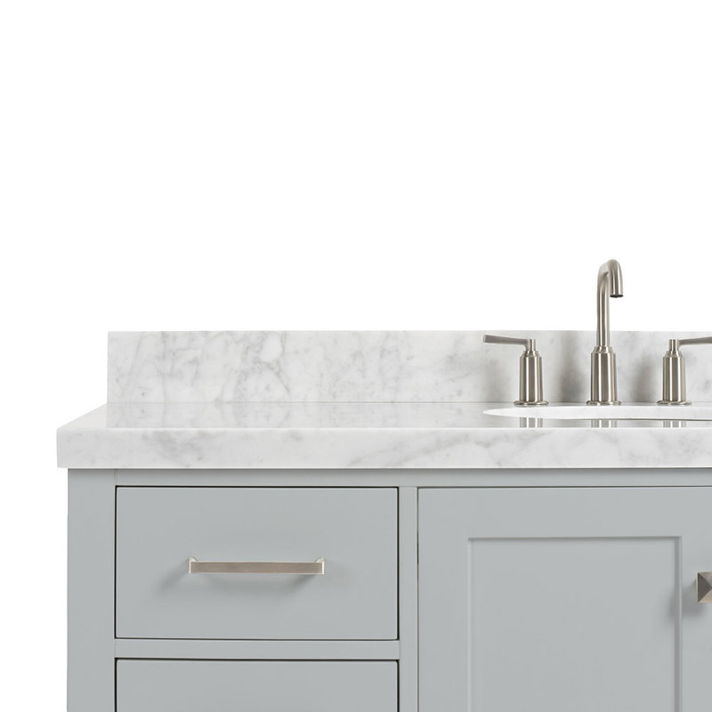 Ensemble de meuble-lavabo simple 55 po Cambridge, Gris / Nickel brossé