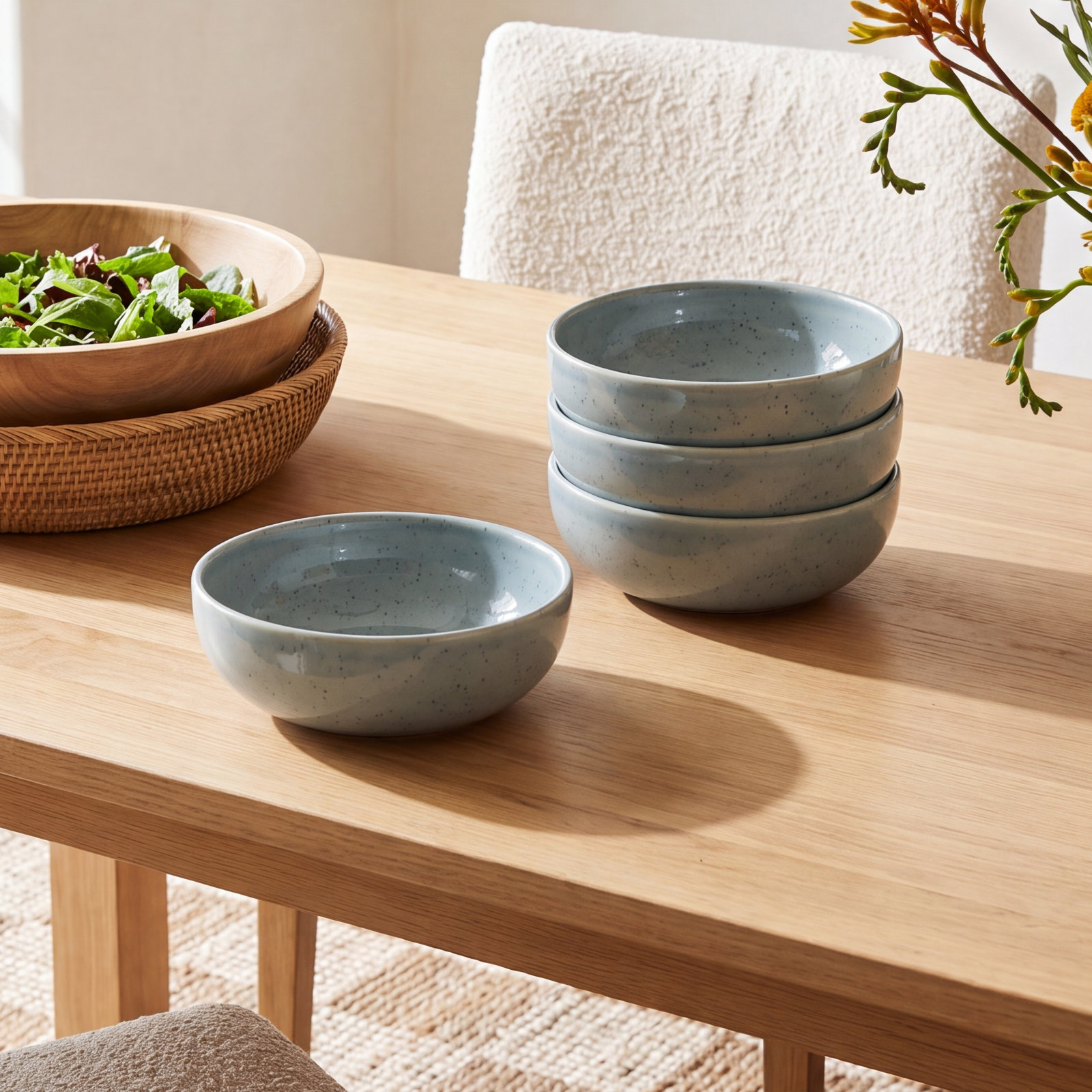 Larea Stoneware Dessert Bowl, Blue
