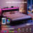 Bed Frame With Charging Station, Storage Headboard And Led Lights, Platform Bed With Metal Slats-524885024-521136083