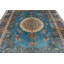 Tapis turc 7 x 7 po bleu et multicolore en soie