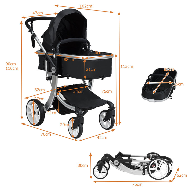 Foldable Pet Stroller, Black