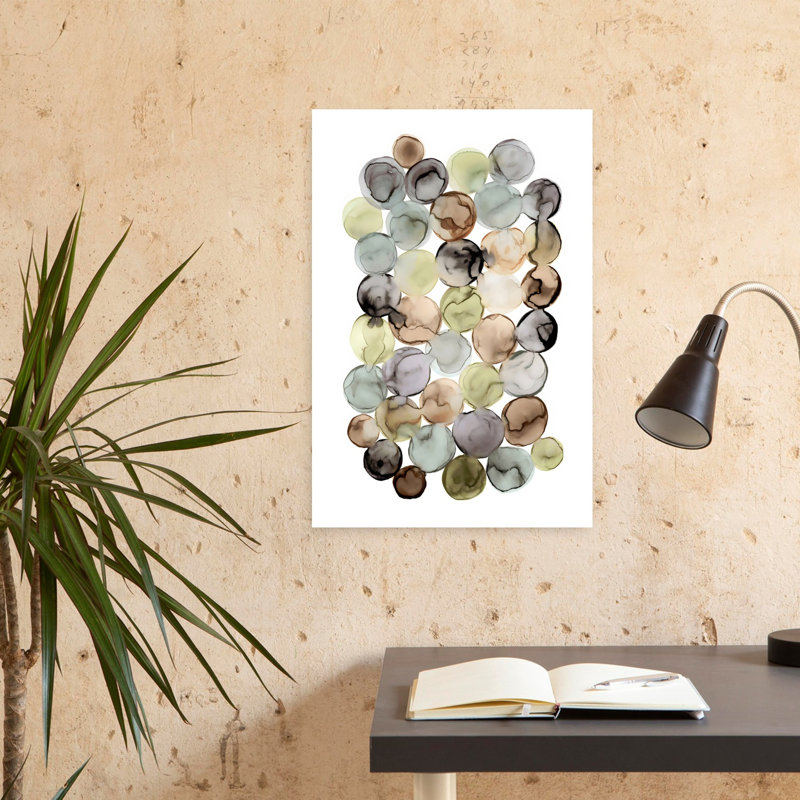 Art mural rétro contemporain, abstrait et cercles rétro, 24" H x 16" W