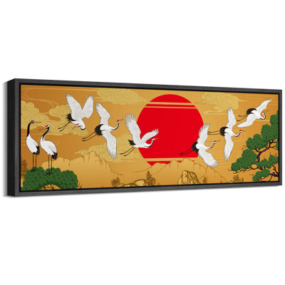 Crane Sunset Traditional Japanese Style Modern Art