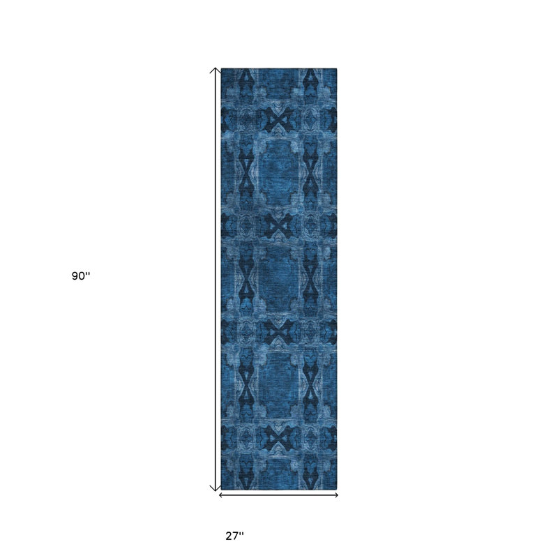 Tapis de couloir d'extérieur lavable à médaillon floral gris 8 pi Jabre