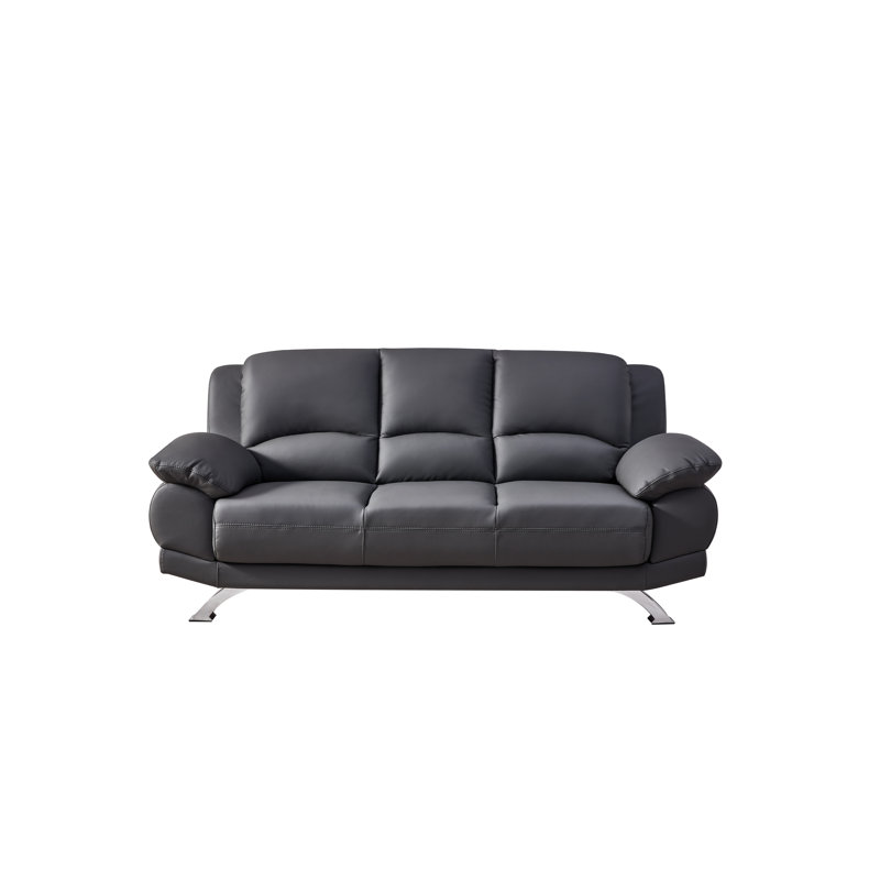79'' Upholstered Sofa, Gray Leather Match