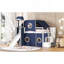 Lit mezzanine simple avec tente et tour - bleu-297743543-297743540