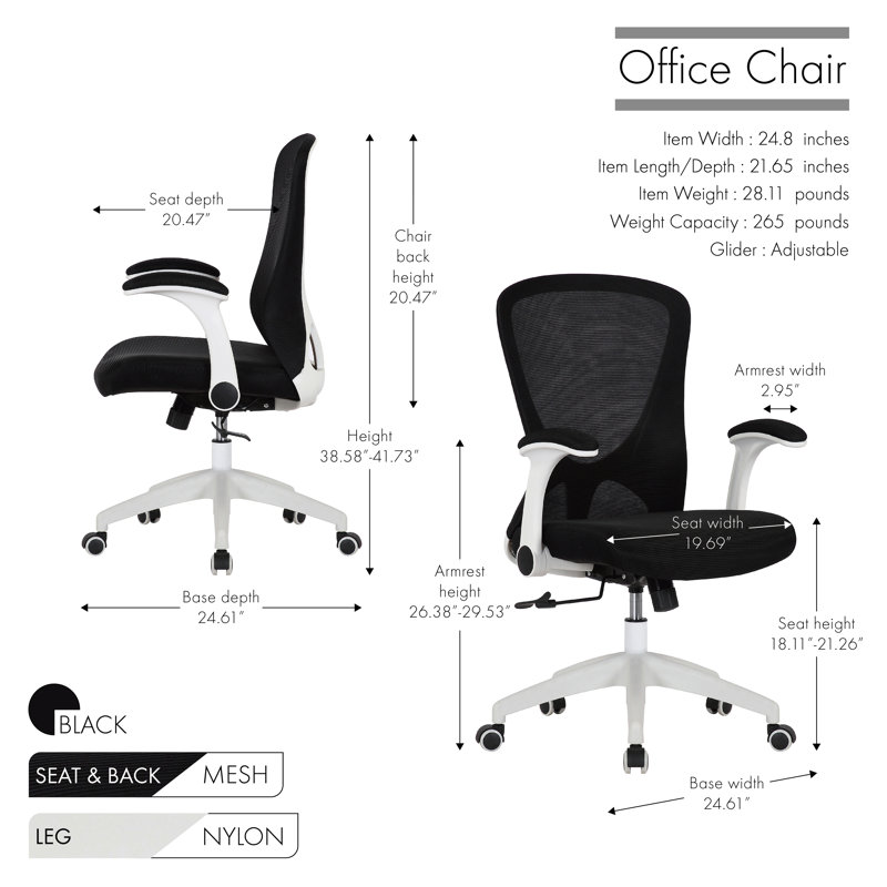Chaise de travail en filet Pranav Dario, Noir