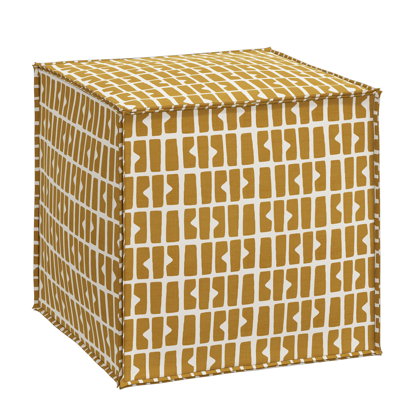 Esmerelda Upholstered Ottoman, Bloc Panel Mustard